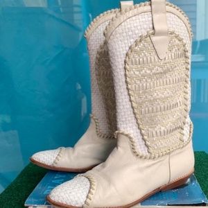 80’s White Western Woven Boots